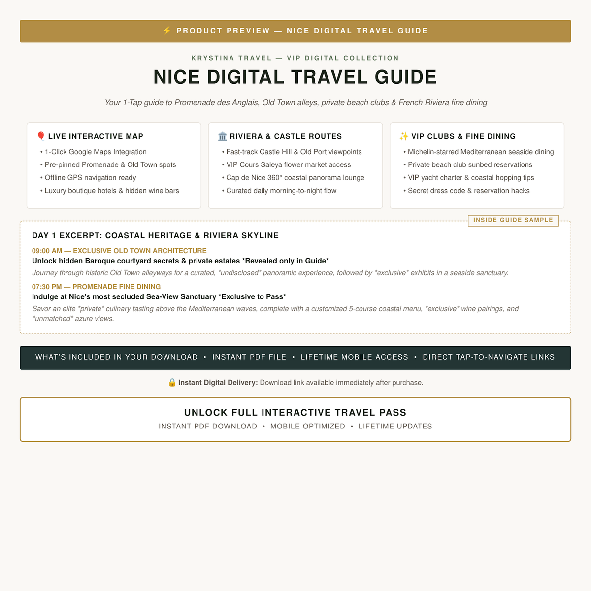 Nice Luxury Digital Travel Guide | VIP French Riviera Itinerary & Interactive GPS Map