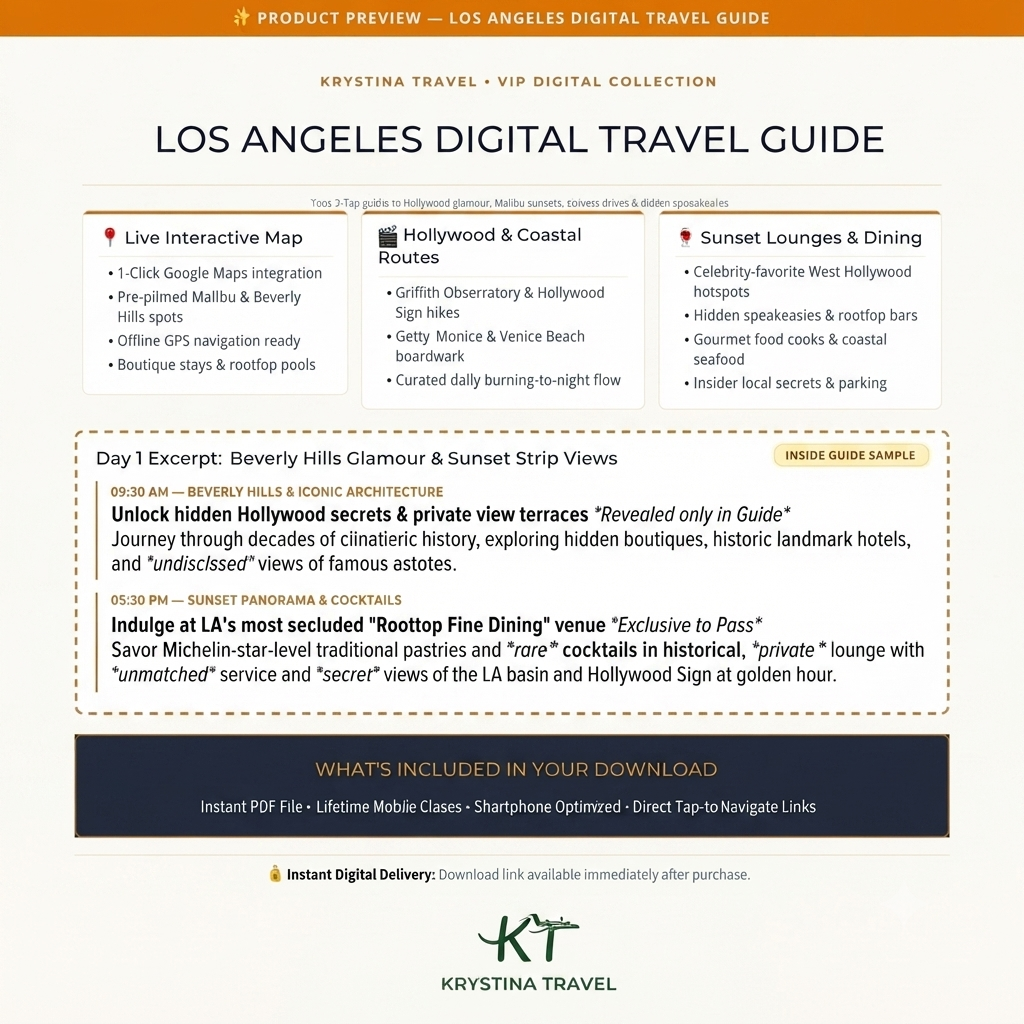 Los Angeles Luxury Digital Travel Guide – Curated VIP Itinerary & Elite City Planner