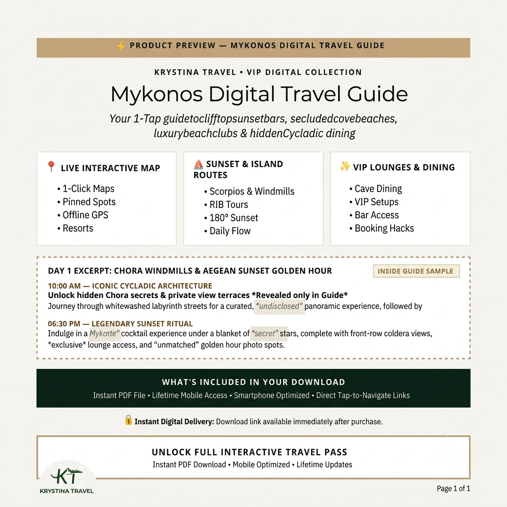 Mykonos Luxury Digital Travel Guide | VIP Aegean Itinerary & Interactive GPS Map