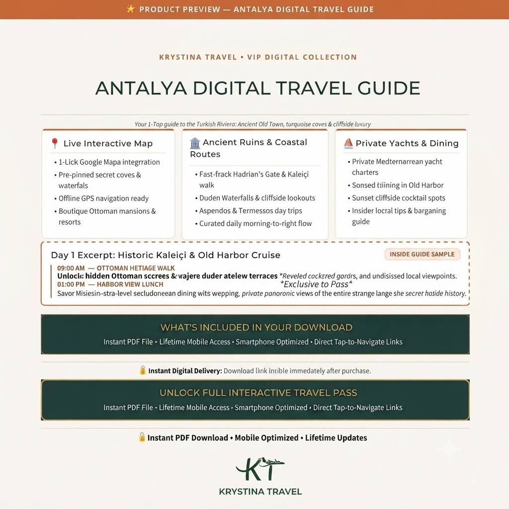 Antalya Luxury Digital Travel Guide – Curated Mediterranean VIP Itinerary & City Planner